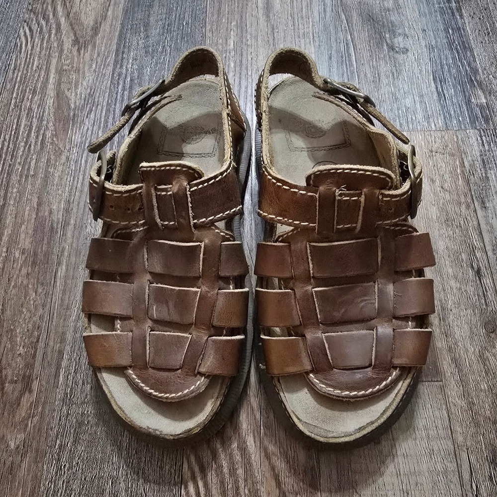 Dr. Martens Vintage Fisherman Sandals Mens 7 Brown Leather Caged Buckle Grunge